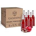 Galvanina Pomegranate - Premium Organic Italian Sparkling Soda, 12 fl oz (6 Glass Bottles) | Made with Organic Mediterranean Pomegranates, Naturally