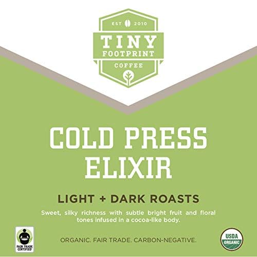 Tiny Footprint Coffee - Organic Cold Press Elixir Cold Brew | Blend of Light & Dark Roasts, Whole Bean Coffee | Fair Trade, Shade Grown & Carbon