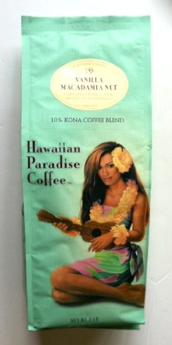 Hawaiian Vanilla Macadamia Nut 10% Kona Coffee Blend 2 Lbs Ground