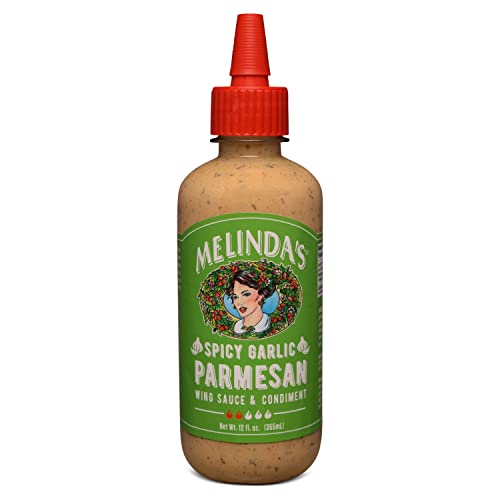 Melinda’s Spicy Garlic Parmesan Wing Sauce - Craft Garlic Parmesan Wing Sauce with Habanero Peppers, Parmesan Cheese, Fresh Garlic - Perfect
