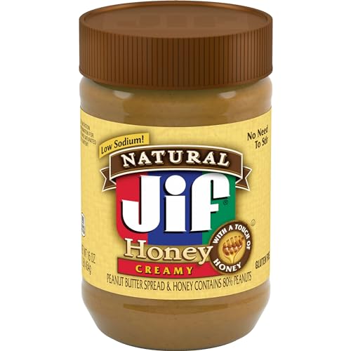 Jif Natural Creamy Peanut Butter Spread and Honey - Contains 80% Peanuts, 16 Ounces