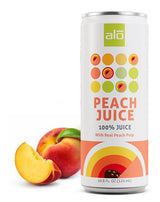 ALO Slim Can Juice, Peach with Real Fruit Pulp| 10.82 fl oz, Pack of 12 | Plant-Based Beverage, 100% Natural Juice