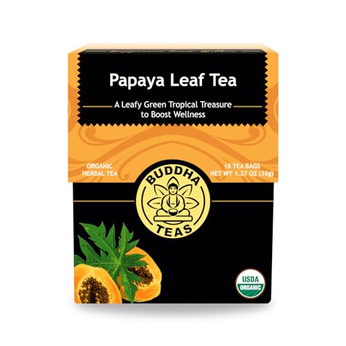Buddha Teas Organic Papaya Leaf Tea - OU Kosher, USDA Organic, CCOF, 18 Bleach-Free Tea Bags