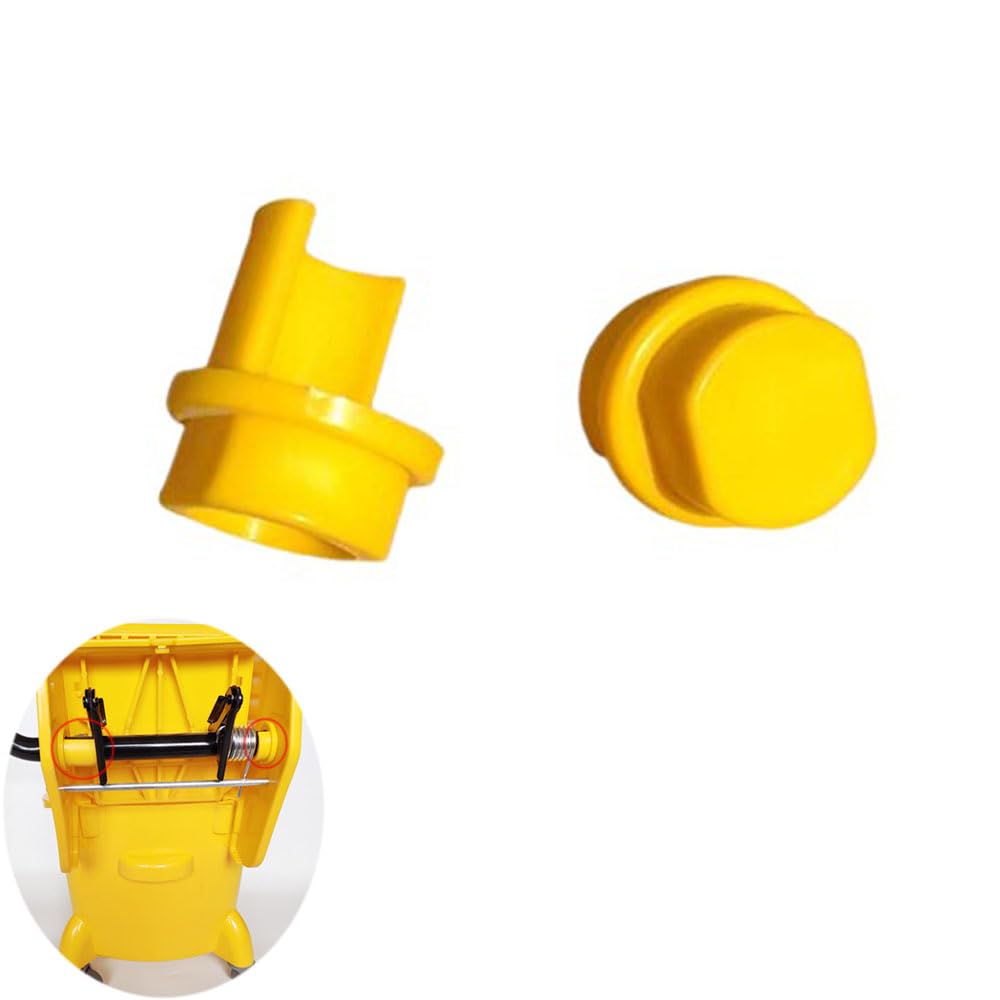 NentMent Commercial Mop Bucket Wringer Mount Bracket End Plugs Left and Right Set Yellow Plastic Stopper Repair Parts for Side Press Wringer Combo