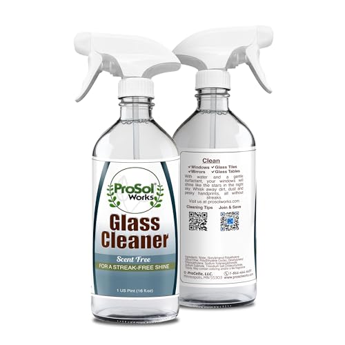 ProSol Works Glass Cleaner 16 oz - All Purpose Cleaning Spray for Glass Doors & Windows, Mirrors & Chrome Surfaces - Glasses Spray Helps Remove