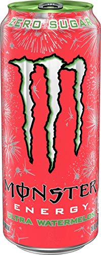 Monster Energy Drink Zero Ultra Variety - Paradise, Watermelon, Rosa, Fiesta 16 ounce (Pack of 16) and Stinger Pomegranate Passionfruit Chews