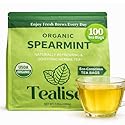 Organic Spearmint Tea Bags 100 Count - Spearmint Herbal Tea - Caffeine Free Mint Tea - Fresh, Smooth and Naturally Refreshing - Eco-Conscious