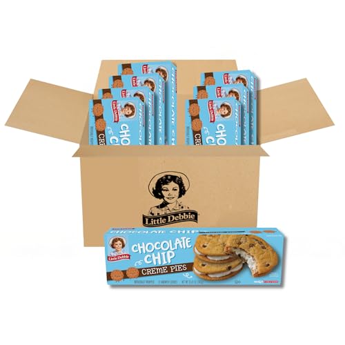 Little Debbie Chocolate Chip Creme Pies, 64 Individually Wrapped Sandwich Cookies (8 Boxes)