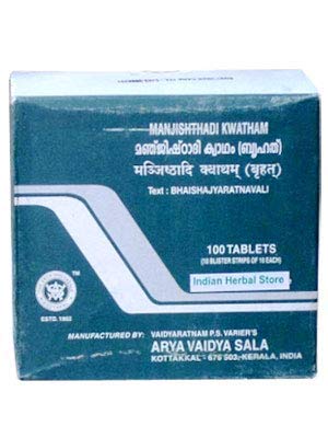 Kottakkal Arya Vadiya Sala Manjishtadi Kwatham 100 TabletsOne Free Prakruthi Ginger Candy for Each Order.