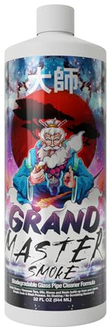 GRAND MASTER SMOKE 32oz Soak & Wash Glass Pipe Cleaner - Cleanse, Deodorize, Restore - No Shaking/No Scrubbing
