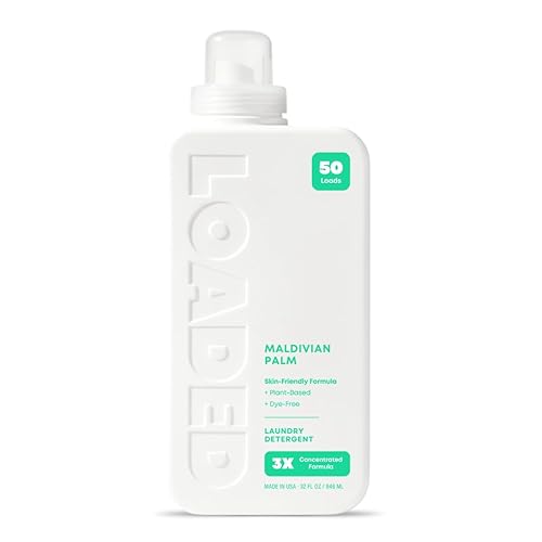 Loaded Laundry Detergent, Luxury Cologne & Perfume Scented | 50 Loads | Coconut & Palm | Skin-Friendly & Plant-Based | Made in USA | 32 oz