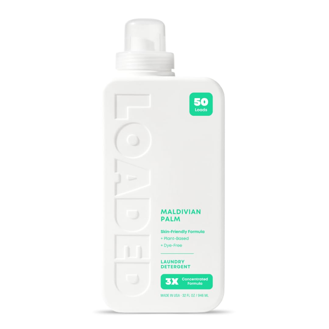 Loaded Laundry Detergent, Luxury Cologne & Perfume Scented | 50 Loads | Coconut & Palm | Skin-Friendly & Plant-Based | Made in USA | 32 oz