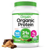 Orgain Organic Vegan Protein Powder, Chocolate Peanut Butter - 21g Plant Protein, 6g Prebiotic Fiber, Low Net Carb, No Lactose Ingredients, No Added