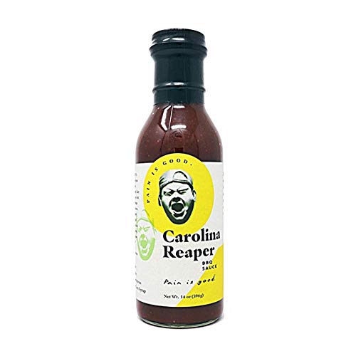 Pain is Good - Carolina Reaper BBQ Sauce - 14oz Bottle - Made in USA - - Family Friendly - Handcrafted in Small Batches with All Natural Ingredients