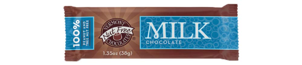 Vermont Nut Free Chocolates Small Bar (Milk Chocolate) 1.35 Ounce Bars, 18 Count, Nut-Free, Egg-Free, Kosher