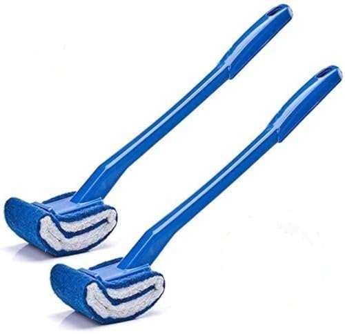 Toilet Brush Bowl Brush - Scratch-Free Curved Good Grip Easy to Use Deep Cleaning No Scratching, Anti-Splashing Easy to Store (2pc Blue)