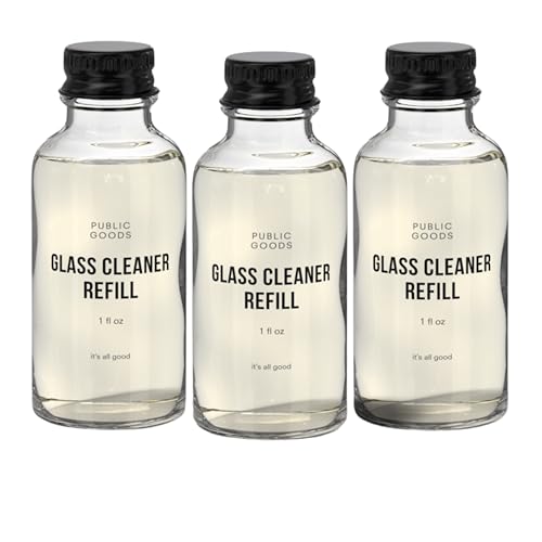 Public Goods Glass Cleaner Refill | Refill Concentrate for Windows, Mirrors, Glass Surfaces | Cruelty Free, Paraben Free, Vegan Friendly | 3 Pack - 24