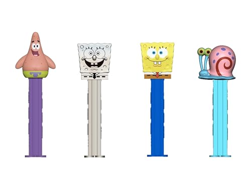 PEZ Spongebob Gift Set, Four Dispensers and Six Candy Refills in Collectible Tin