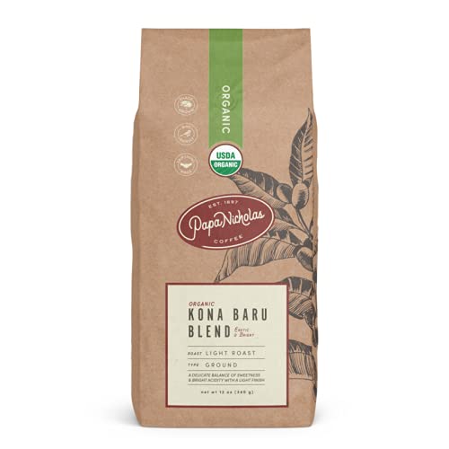 PapaNicholas Coffee Whole Bean Coffee, Family Reserve Kona Baru Blend | 12 Ounce | Premium Medium Roast | Air Roasted 100% Arabica | Smooth, Nuanced |