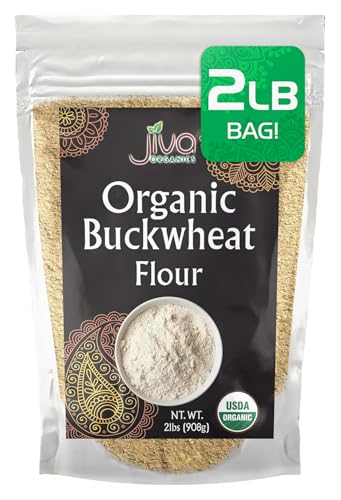 Jiva Organics Buckwheat Flour (Dark) 2 LB Bag - Vegan, Non-GMO, Kuttu, Earthy Flavor