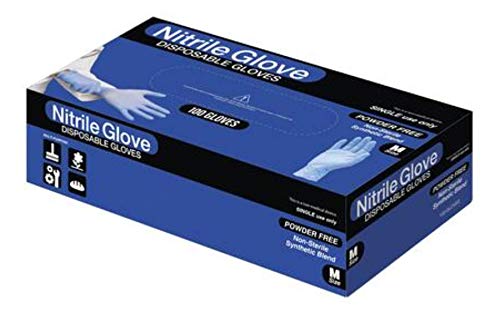100 Disposible Blended Nitrile Gloves Powder/Latex Free Synthetic Blend Light Blue Large