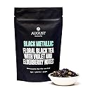 August Uncommon Black Metallic Black Tea - Violet Elderberry Loose Leaf Tea Caffeinated - Lush Blend with Dark Berry and Floral Notes - Unique Mothers