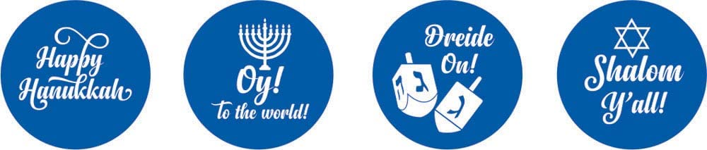 Darling Souvenir 190 Pieces Blue & White Jewish Festival Holiday Blessing Party Chocolate Stickers - Hanukkah Candy Label Wrappers for Chanukah Family
