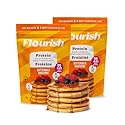 Flourish Protein Pancake & Waffle Mix, with Whey Protein & Flax Seed, No Added Sugar, High in Protein & Fiber - Just Add Water - Buttermilk Flavour, 16 oz (2 Pack)