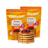 Flourish Protein Pancake & Waffle Mix, with Whey Protein & Flax Seed, No Added Sugar, High in Protein & Fiber - Just Add Water - Buttermilk Flavour, 16 oz (2 Pack)