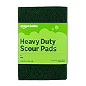 Amazon Basics Heavy Duty Scour Pads, Dish Scrubber for Kitchen + Outdoor, 4 Count, Pack of 1