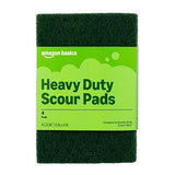 Amazon Basics Heavy Duty Scour Pads, Dish Scrubber for Kitchen + Outdoor, 4 Count, Pack of 1