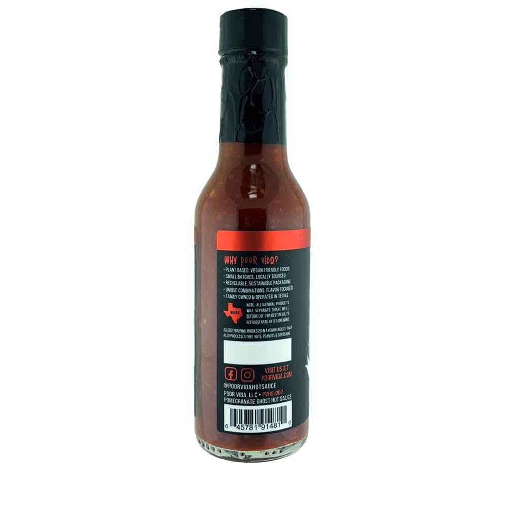 Pomegranate Ghost Hot Sauce, 5 fl. oz. - Sweet & Spicy, Small Batch, Texas Craft Hot Sauce, Family Owned and Operated