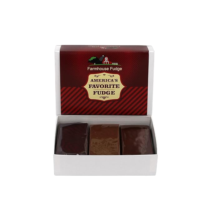 Farmhouse Fudge 3 Piece Sampler Box - Assorted Fudge Candy Gift including Chocolate Lovers, Peanut Butter Lovers, Nut Lovers, Candy Lovers - Assorted