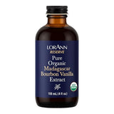 LorAnn Oils Reserve Pure Organic Madagascar Bourbon Vanilla Extract - Real, Organic Vanilla Extract for Baking, Pure Flavor & Bourbon, 4 Ounce