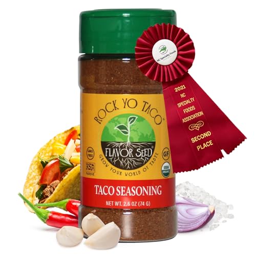 Organic Taco Seasoning - Rock Yo Taco by Flavor Seed, Gluten Free, Low Sodium Mexican Spice Blend for Cooking, No Sugar, Zero Calorie, Mild & Keto