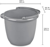 10 Qt. Spout Pail 2 Pack - Classic Titanium Plastic Utility Bucket with Comfortable Handle, Durable Multi-Purpose Pail for Household Cleaning