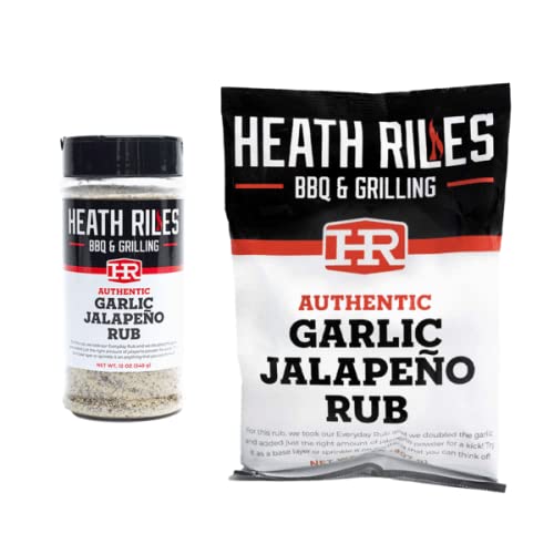 Heath Riles BBQ Garlic Jalapeño Rub Combo with Refill Bag (1 Rub, 1 Refill Bag), Competition Winning Products from Pitmaster Heath Riles