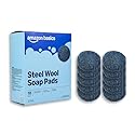 Amazon Basics Steel Wool Soap Pads, Reusable, Cuts Grease and Removes Rust, 10 Count, Pack of 1