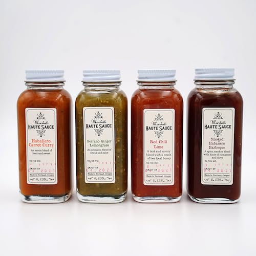 Marshalls Haute Sauce Hot Sauce Sampler, 16 fl oz, Variety Pack of 4 Flavors