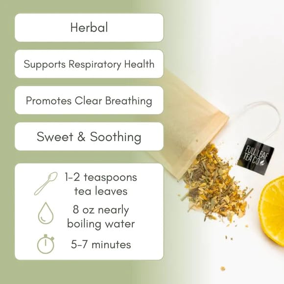 Organic Lung Health Loose Leaf Tea - 2oz Bag (Approx. 30 Servings) | Full Leaf Tea Co.