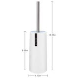 Freestanding Toilet Brush and Holder Set, Long Stainless Steel Handle Toilet Bowl Scrubber for Deep Cleaning Bathroom, Space Saving White ABS Plastic