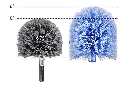 Mister Coolz Cobweb Duster Twist-on/Screw-on Head Attachment with Locking Screw- Ceiling and Corner Duster- Spider Web Duster, Cob Web Brush (Blue)