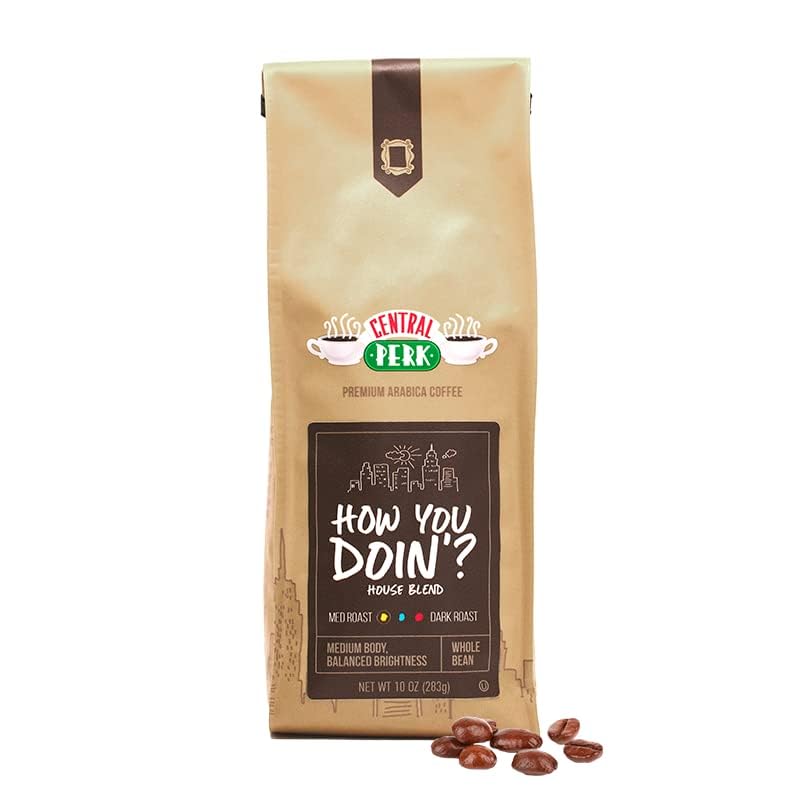 Central Perk Medium Roast Whole Bean Coffee "How You Doin" Blend - 100% Arabica Colombian & Brazilian Coffee Beans with Subtle Chocolate & Honey