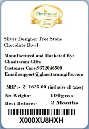 Ghasitaram Gifts Chocolate - Silver Designer Tree Stone Chocolate Bowl