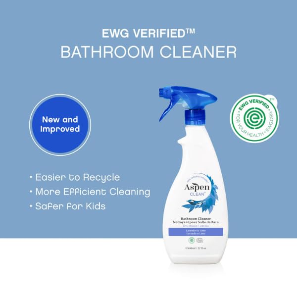 AspenClean | Bathroom Spray Cleaner | Eco-Friendly Cleaner for Hardwood, Laminate, Stone & Ceramic | Non - Toxic | 100% Natural | EWG Verified | Pack