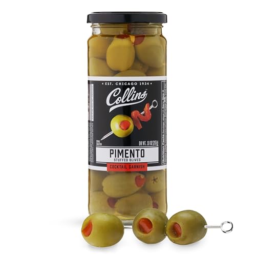 Collins Colossal Martini Pimento Olives | Premium Garnish for Cocktails, Martinis, and Salads, Snack Trays, Charcuterie, Cheese Plates, Condiment
