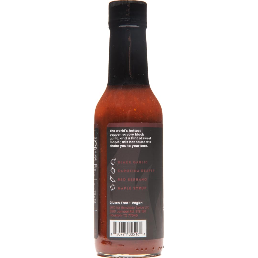 Bravado Spice Black Garlic Carolina Reaper Hot Sauce | Gourmet Sauce for Wings & Ramen | Featured on Hot Ones Season 6