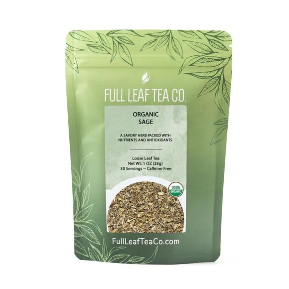 Organic Sage Loose Leaf Tea - 1oz Bag (Approx. 15 Servings) | Full Leaf Tea Co.