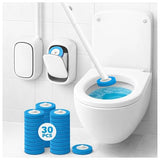 CiLoN Disposable Toilet Cleaning System + 30 Disposal Toilet Bowl Brush Refill Heads. Space-Saving Wall Mounted Toilet Brush and Holder Set for Modern