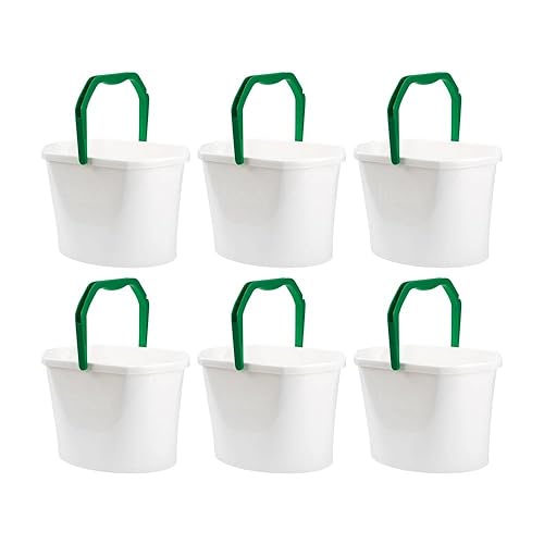 [6 Pack] 3.5 gal Utility Bucket White with Microfiber Cloth - Dual-Pour Spouts - Mop and Bucket Set, Cleaning Bucket, Utility Pail